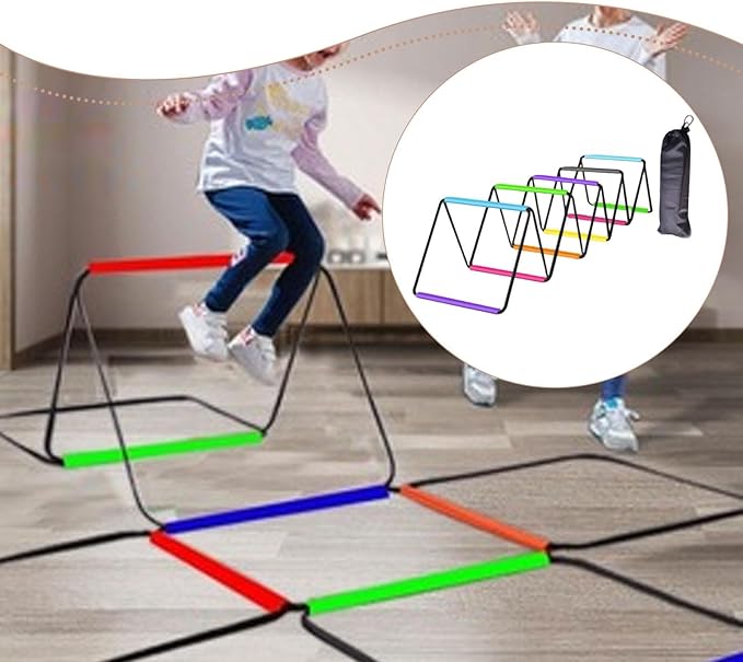 Agility Ladder with Jumping Obstacles, 12 Rung Speed Ladder & 6 Hurdles, Multipurpose Agility Training Equipment for Soccer, Rugby, Footwork Exercise