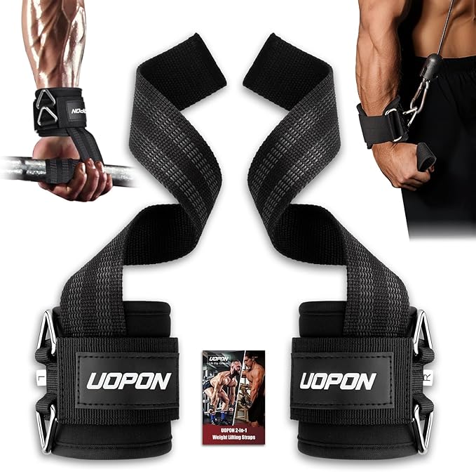 Weight Lifting Straps with Rings, 2 in 1 Wrist Straps for Weightlifting and Cable Machine with Double Triangle Rings and Non-slip Latex Thread, Lifting Cuffs for Home Gym Workout