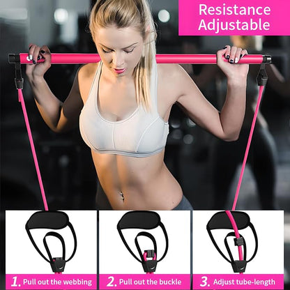 Pilates Bar Kit with Resistance Bands, 36-inch Bar, Full Body Workout Equipment for Home Gym, Portable Exercise Bar for Arms, Legs, Hip, Ab Training