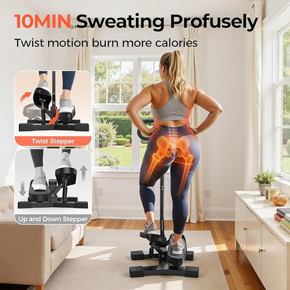 Sportsroyals Stair Stepper,Twist/Mini Stepper for Exercise at Home,Step Machine with Resistance Bands for Full Body Workout, 350lbs+ Capacity