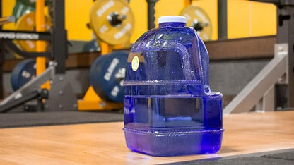 New Wave Enviro 1 Gallon Square BPA Free Water Bottle | Screw Top Lid | Space Saving Design | For Gym & Outdoor | Blue, Pack of 12