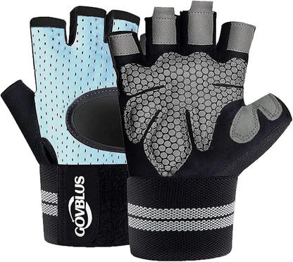 Workout Gloves for Men and Women,Gym Gloves for Weight Lifting with Wrist Support,Exercise,Rock Climbing, Biking,Training,Fitness,Pull up,Fingerless, Breathable and Snug fit