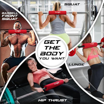 Yes4All Ergonomic Foam Bar Pad, Olympic Barbell Squat & Neck Pad for Squats, Hip Thrusts & Weight Lifting Bar