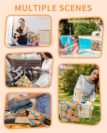babygoal Wet Dry Bags for Baby Cloth Diapers, Washable Travel Bags, Beach, Pool, Gym Bag for Swimsuits & Wet Clothes with Two Zippered Pockets 3 Pack, 3LN22