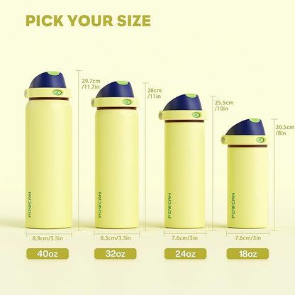 POWCAN 18 oz Insulated Stainless Steel Water Bottle: 2-in-1 Push-Button Spout & Quick-Flip Straw, Leakproof, Cold 24Hrs, Lockable, Fits Car Cup Holder, Ideal for Travel, Sports, Gift (Infinity Beam)