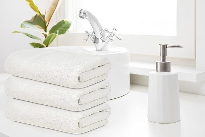 ZUPERIA White Bath Towels Bulk 36 Pack (20 x 40 Inches) - 100% Cotton Economy Light Weight Towels for Commercial Use - Quick Dry, Ultra-Soft, and Absorbent Bulk Towels