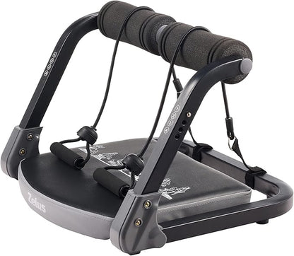 ZELUS Ab Machine with Resistance Bands for Home Gym, 2 in 1 Ab Workout Equipment with Rebound Assist 4 Intensities, Core Strength Trainer Whole Body Exercise Fitness Equipment for Home Workouts
