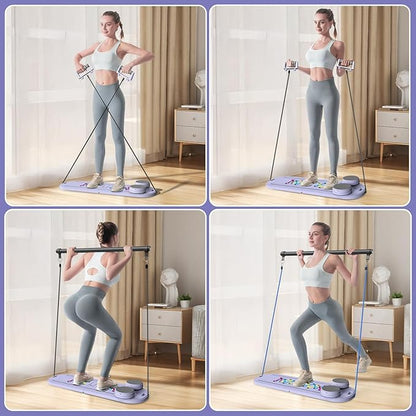 Maksone Pilates Board, Foldable Reformer Training Set, 6-in-1 Versatile Kit with Auto-Rebound Ab Roller, Home Core Workout Equipment, Tone Your Abs and Achieve a Sleek Figure