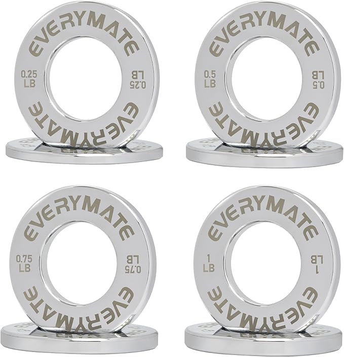 EVERYMATE Fractional Micro Weight Plates Set of 8 Weight Plate Pair of 0.25LB 0.5LB 0.75LB 1 LB for Olympic Barbells for Strength Training Micro Plates Weight Plate