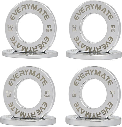 EVERYMATE Fractional Micro Weight Plates Set of 8 Weight Plate Pair of 0.25LB 0.5LB 0.75LB 1 LB for Olympic Barbells for Strength Training Micro Plates Weight Plate