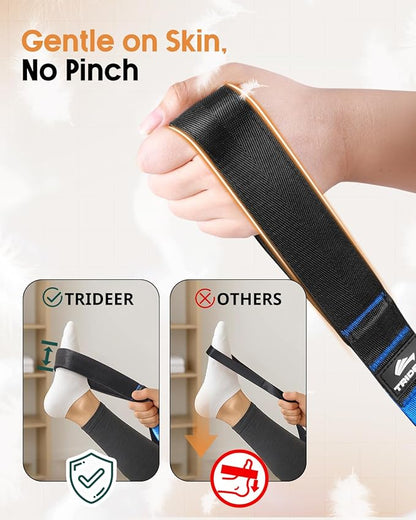 Trideer Stretching Straps with Loops, Non-Elastic Yoga Straps for Stretching, Durable Nylon Exercise Bands with Loops for Physical Therapy Flexibility, Yoga,Hamstring Leg Stretcher with Guidance