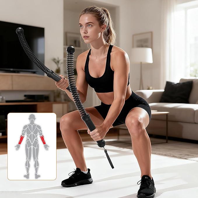 POWER GUIDENCE 2pcs Ropeless Battle Ropes for Home Gym, Portable Battle Ropes for HIIT Workouts, Small Space, Travel & Apartment Training Equipment for Men & Women