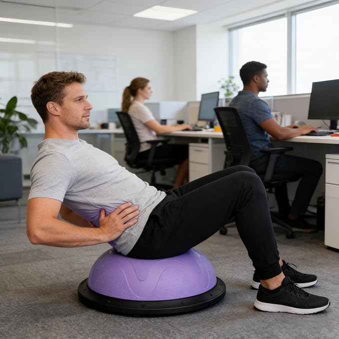 Core Workout Balance Ball, 46x19cm Half Exercise Equipment PVC Material, Anti-Slip Fitness Stability Trainer, Designed for Strength Building, Balance Training