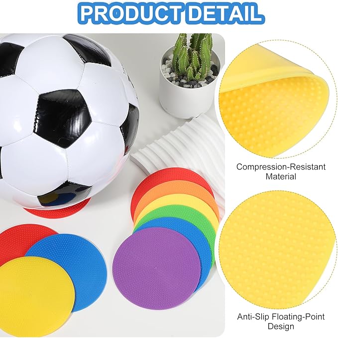 PATIKIL Spot Markers, Non-Slip Floor Dots Agility Markers Flat Field Cones Poly Dot