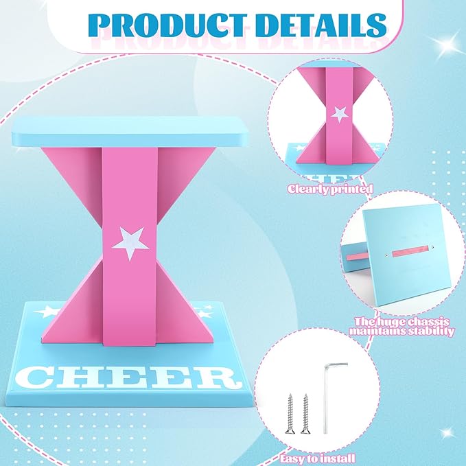 Chunful Cheerleading Balance Trainer 12.2 x 13.19 Inch Wood Wooden Cheer Stunt Training Stand Equipment Cheer Flyer Stand for Flexibility Core Strength and Coordination Training