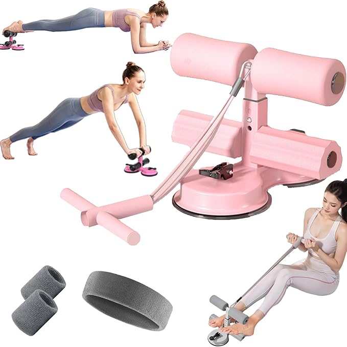 Ab Training Auxiliary Device, Portable Sit Up Exercise Equipment with 2 Strong Suction Cups and Adjustable Foot Holder, Sit Up Bar Foot Holder for Home & Gym, Sit-Ups & Core Exercises