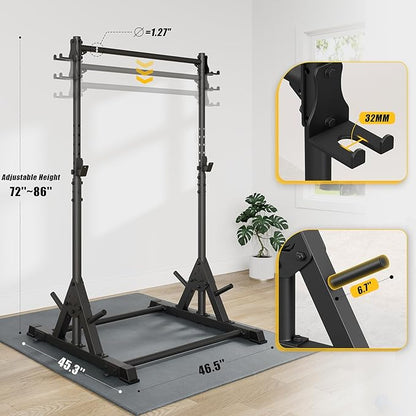 Pull Up Station, Strength Training Workout Pull Up Bar Free Standing for Home Gym, Adjustable Heavy Duty Pullup Bar Station Outdoor/Indoor, 600LBS Weight Capacity