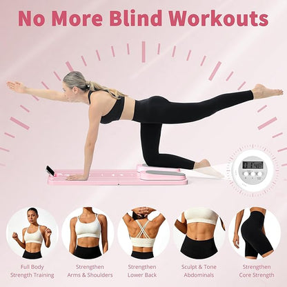 Pilates Board - Pilates Reformer Set, Multi-Purpose Foldable Pilates Reformer Board for Home,11 in 1 Pilates Equipment