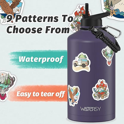 1 Gallon Water Bottle Insulated(Cold for 48 Hrs),BPA Free&Leak Proof,128oz Stainless Steel Water Jug,Large Water Bottle with Straw Spout Lids for Gym,Hiking,Camping&Travel,Purple