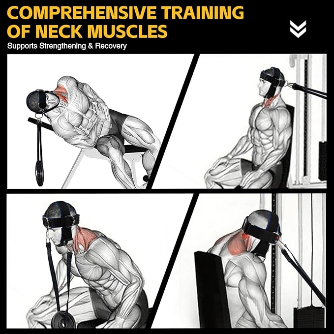 Fitness Neck Head Harness Trainer, Adjustable Chin Strap and Head Harness Strength, Neoprene Neck Exerciser for Weight Lifting, Home and Gym Use