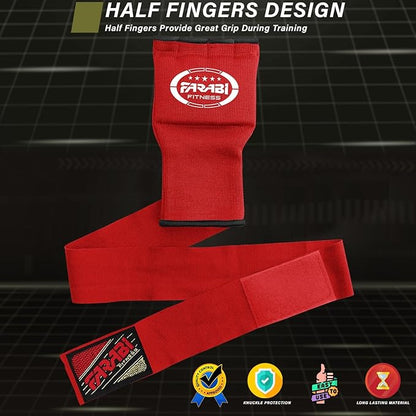 Farabi Quick Wraps Gloves Gel Paded Hand Wraps Adult MMA Boxing Muaythai Bandages Hand Protector 80cm Meter Wrist Support Strap Pair
