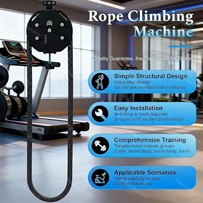 Full-Body Resistance Trainer, Endless Rope Trainer, Portable Cable Pulley System, Rope Climb Equipment with Adjustable Resistance, Home Gym Equipment, 330lb Load, Includes Straps and 2 Lock Red