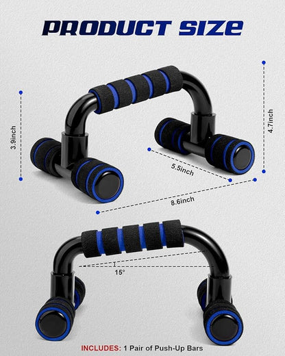 Push up Parallettes Bars Gym Exercise 1 Pair Pushup Handles with Cushioned Foam Grip and Non-Slip Sturdy Structure Push Up Bars Men