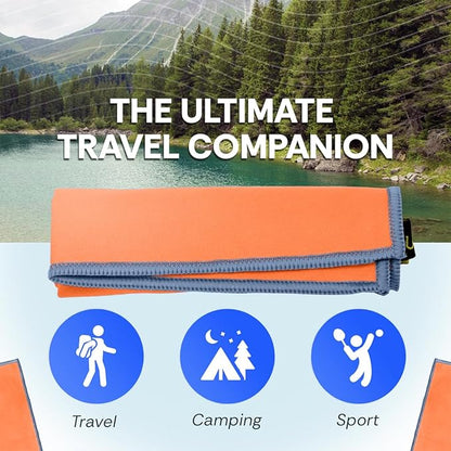 Backpacking Ultralight Quick Dry Microfiber Soft Fast Drying Hand and Face Towel Wash Cloth Camping Yoga Hiking Active Lifestyle Small (Orange, Small)