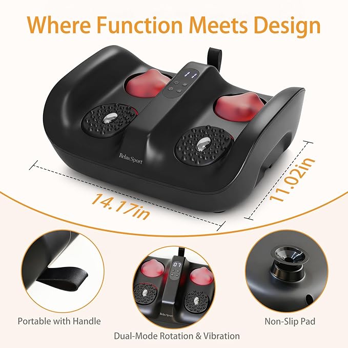 Shiatsu Foot Massager Machine with Heat, Ankles and Calves Massager, Deep Kneading + Rapid Vibration Dual Therapy, Pain Relief, Gifts for Women & Men