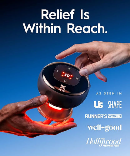 REVO The Original 4-in-1 Smart Cupping Therapy Massager, Red Light Therapy for Targeted Pain Relief, Knots, Aches, Muscle Soreness, Circulation & Tighter Skin, Portable Electric Massager- 2 Pack