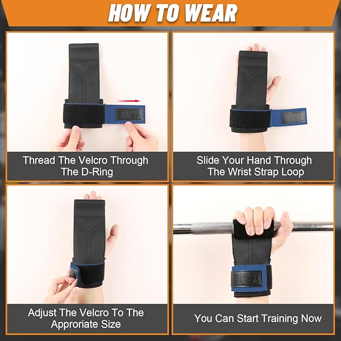 Wrist Straps for Weightlifting, Dual-Layer Leather Lifting Straps for Deadlifts and Powerlifting with Adjustable Neoprene Padded Wrist Wraps Support, Gym Lifting Straps for Men and Women (Pair)