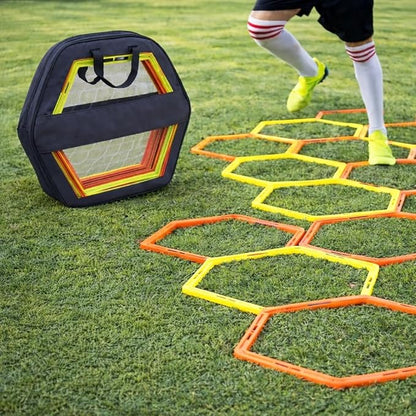 Japard Hex Agility Rings for Speed Training & Agility Footwork Training Speed Hurdles Ladder with Carrying Bag