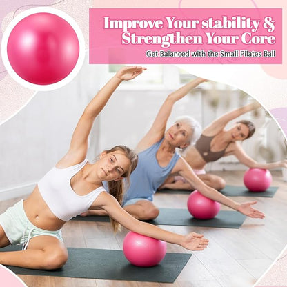 Sotiff 20 Pcs 9 Inch Pilates Ball Bulk Exercise Pilates Ball Mini Yoga Balls Therapy Core for Stability Barre Training Stretching Physical Posture Training Gym Workout with Inflation Tube