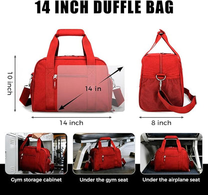 SeaRock 14 inch Small Gym Bag for Men & Women, Mini Duffle Bag with Shoe Compartment, Carry On Duffel Bag for Travel Sports, Red