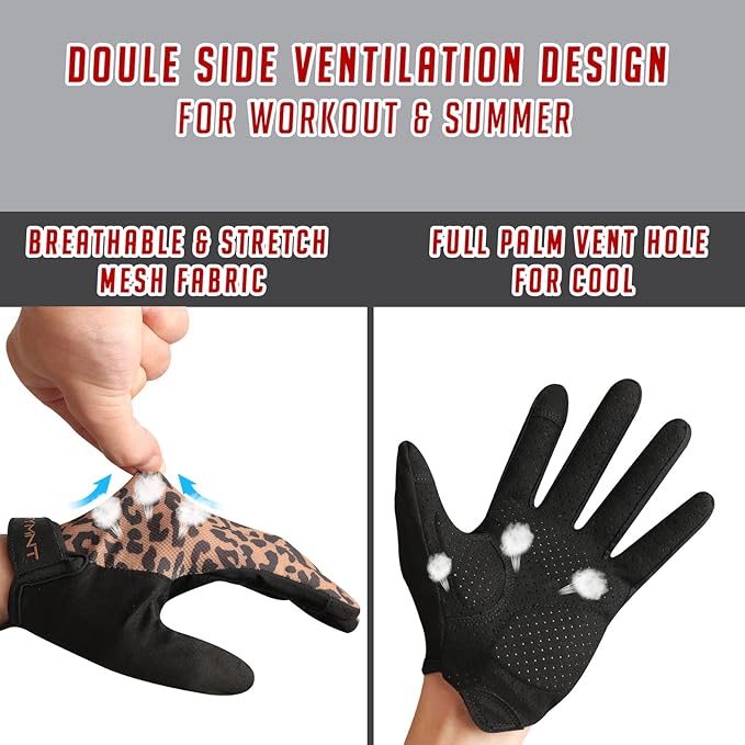 Ventilated Workout Gloves for Women Men Full Finger.Weight Lifting Gloves with Full Palm Vent & Breathable Mesh Back for Gym, Weightlifting, Fitness, Exercise,Training.Cycling