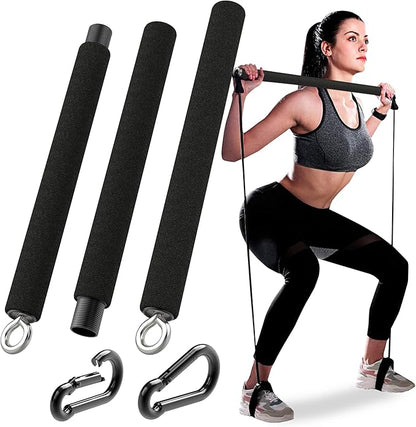 Tribe Lifting Resistance Band Bar - Portable Steel Workout Bar for Resistance Bands - Adjustable 38 to 26 Inch - Straight Bar Attachment for Cable Machine and Home Gym Exercises