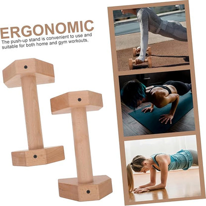 2pcs Ergonomic Pushup Handles Strength Training Stands Wooden Pushup Bar Abdominal Trainer