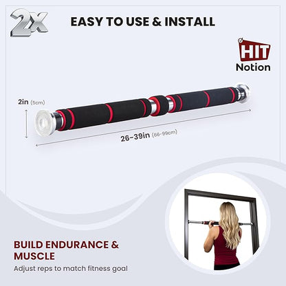 Door Chin Up Door Bar Home Gym - Pull Up - Adjustable Fits Residential Doorways - Supports Up to 300 Pounds - Easy to Mount - Build Upper Body Strength at Home Pump Biceps, Triceps, Lats