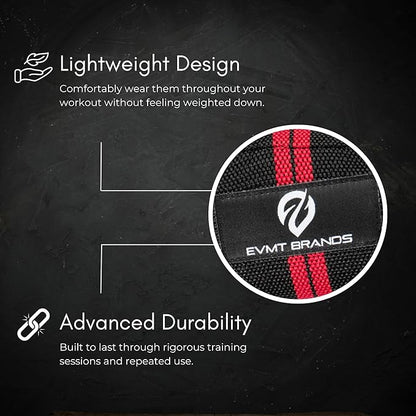EVMT Premium Wrist Wraps for Weightlifting | Durable Lifting Straps for Enhanced Wrist Support | Perfect for Strength Training, Gym Workouts & General Athletics