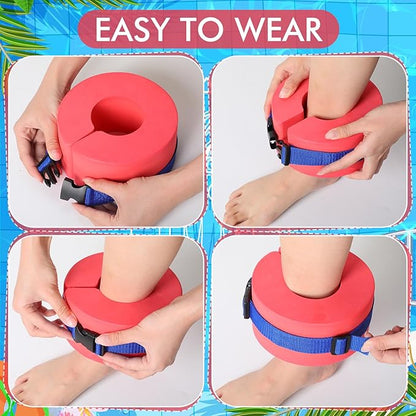Hungdao Water Aerobics Set for Aquatic Exercise 1 Pair Swimming Glove 2 Pcs Foam Swim Aquatic Cuffs Water Weights Pool Resistance Fitness Equipment for Adults Swimming Training Workouts