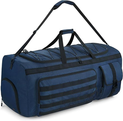 Gonex 90L Extra Large Duffel Bag for Men, Heavy Duty 3 in 1 Convertible Carry Travel Duffle, with Shoe Compartment, Tactical Loops, Sports Gear Bag for Family Trips (Dark Blue)