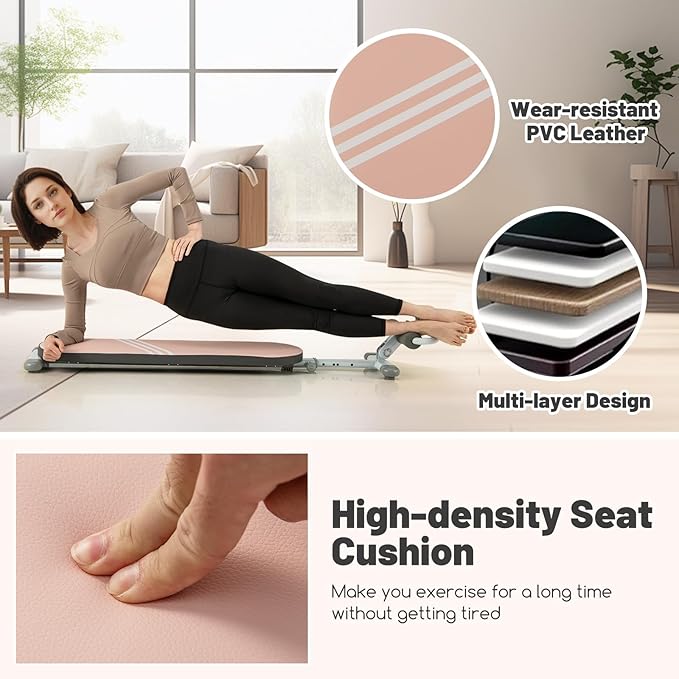 Goplus Sit Up Bench for AB Exercise, Foldable Workout Bench w/3 Gear Adjustable Angles & Adjustable Length, Versatile Fitness Equipment for Home Gym, 330 LBS Load Capacity
