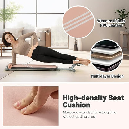 Goplus Sit Up Bench for AB Exercise, Foldable Workout Bench w/3 Gear Adjustable Angles & Adjustable Length, Versatile Fitness Equipment for Home Gym, 330 LBS Load Capacity