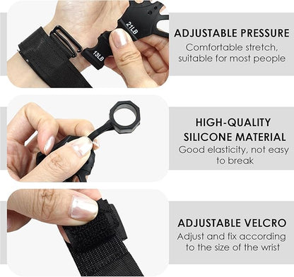 2PCS Grip Strength Trainer, Finger Exerciser, Double Sided Grip Strength Trainer for Rock Climbing and Hand Therapy, Adjustable Finger Extension Exerciser Builds Hand Strength for Relieve Pain(Black+Grey)