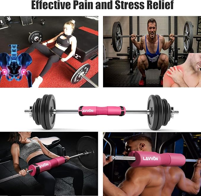 Squat Pad Set - Foam Barbell Pad for Squats Cushion, Lunges & Bar Padding for Hip Thrusts - Standard Olympic Weight Bar Pad - With Ankle Straps, Wrist Straps for Weightlifting