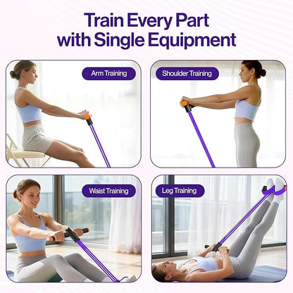 Pedal Resistance Band with Handle, 6 Tube Multifunction Foot Pedal Resistance Band, Arm & Waist Training Tummy Trimmer Ab Workout Equipment for Home Gym Men Women