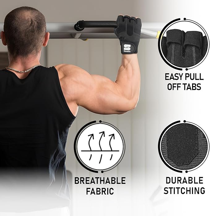 Weight Lifting Workout Gloves Men Women Non-Slip Gel Padded Grip Full Palm Protection for Pull ups Gym Training Fitness Weightlifting Bodybuilding Exercise Gloves,R7 - Black