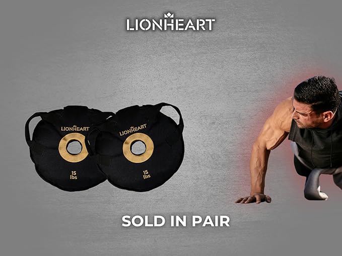Lionheart Sand Bag Weight Plates Set | Sandbags for Working Out | Home Gym Bumper Plates | Travel-Friendly Sandbag for Fitness & Weight Training | Unfilled 10, 15, 25, 35, 45 lb Plates (Set of 2)