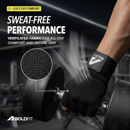 Boldfit Gym Gloves for Men & Women with Wrist Support Accessories for Weightlifting, Training, Exercise, Cycling Gloves, Bike Riding Gloves