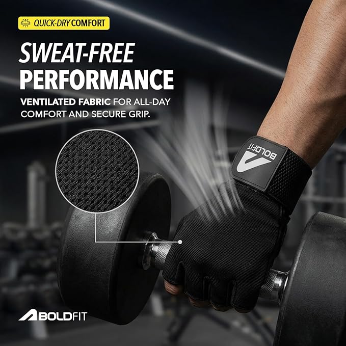 Boldfit Gym Gloves for Men & Women with Wrist Support Accessories for Weightlifting, Training, Exercise, Cycling Gloves, Bike Riding Gloves